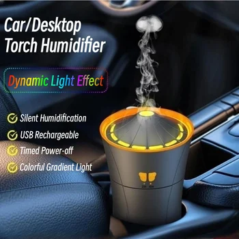  Портативный Автомобильный Увлажнитель воздуха емкостью 1800 мАч, USB-перезаряжаемый Аромадиффузор с динамичным красочным светом, Jelyfish Spray Humidificador