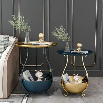  Простой приставной столик в скандинавском стиле, диван-буфет, кованое железо, маленький журнальный столик, шиферный угловой столик, прикроватный столик, круглый стол