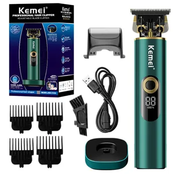  Профессиональный Триммер для волос Kemei KM-V150 для мужчин, Электрическая машинка для стрижки волос с базовым ЖК-цифровым дисплеем, Машинка для стрижки волос