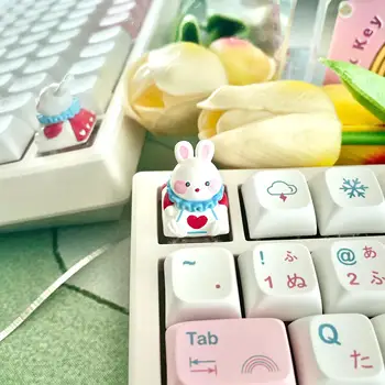  Розовый Милый Подарок Персонализированные колпачки для ключей Alice Rabbit ESC Клавиши для механической клавиатуры Cherry MX Switch Игровые аксессуары Украшения