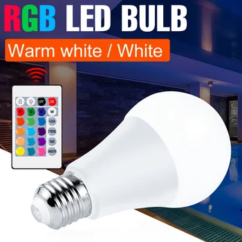  Светодиодная RGB Умная Лампа E27 LED ИК-Лампа Дистанционного Управления 5 Вт 10 Вт 15 Вт С Регулируемой Яркостью RGBW Волшебный Свет 220 В Bombilla Home Decor Красочные Огни