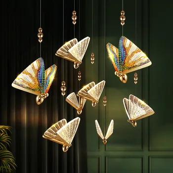  Светодиодные подвесные светильники с бабочками, Подвесной светильник, Люстра, внутреннее освещение для прикроватной тумбочки, спальни, гостиной, столовой, Декор, светильник