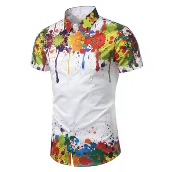  Свободные Дышащие рубашки с 3D принтом и модными граффити, Топы с короткими рукавами, Летние мужские рубашки