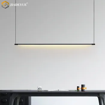  Современная светодиодная люстра one word в скандинавском минималистичном стиле с длинной полосой для внутреннего освещения черное освещение 90 В-265 В