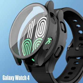  Стекло + чехол для ПК Samsung Galaxy Watch 6 5 4 44 мм 40 мм Аксессуары универсальный противоударный бампер watch6 5 4 Защитная пленка для экрана