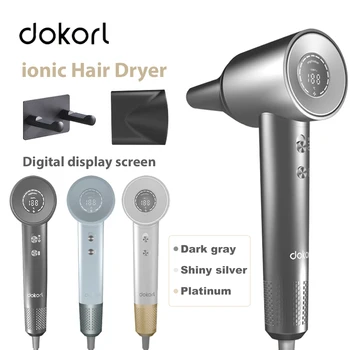  Фен Для волос DOKDOL Highs peed Мощностью 1600 Вт с цифровым экраном, Профессиональный Инструмент для салонного Стайлинга, Профессиональный Отрицательный Ионный Уход за волосами
