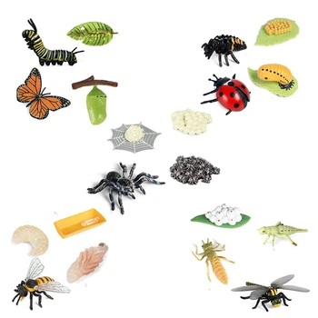  Фигурки бабочки, паука, пчелы, божьей коровки, стрекозы, пластиковые фигурки насекомых, школьный проект для детей