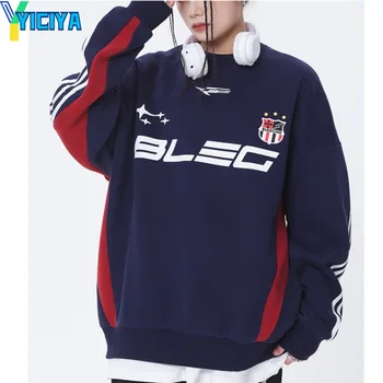  Футболка YICIYA, топ y2k, женские футболки оверсайз, длинные рукава, хип-хоп, американский укороченный топ, футболка с гоночным автомобилем, женская одежда, футболка