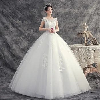  Элегантное Свадебное Платье С Круглым Вырезом и Короткими Рукавами, Robe De Mariee Manche Longue, Бальное Платье Невесты, Vestido De Novia